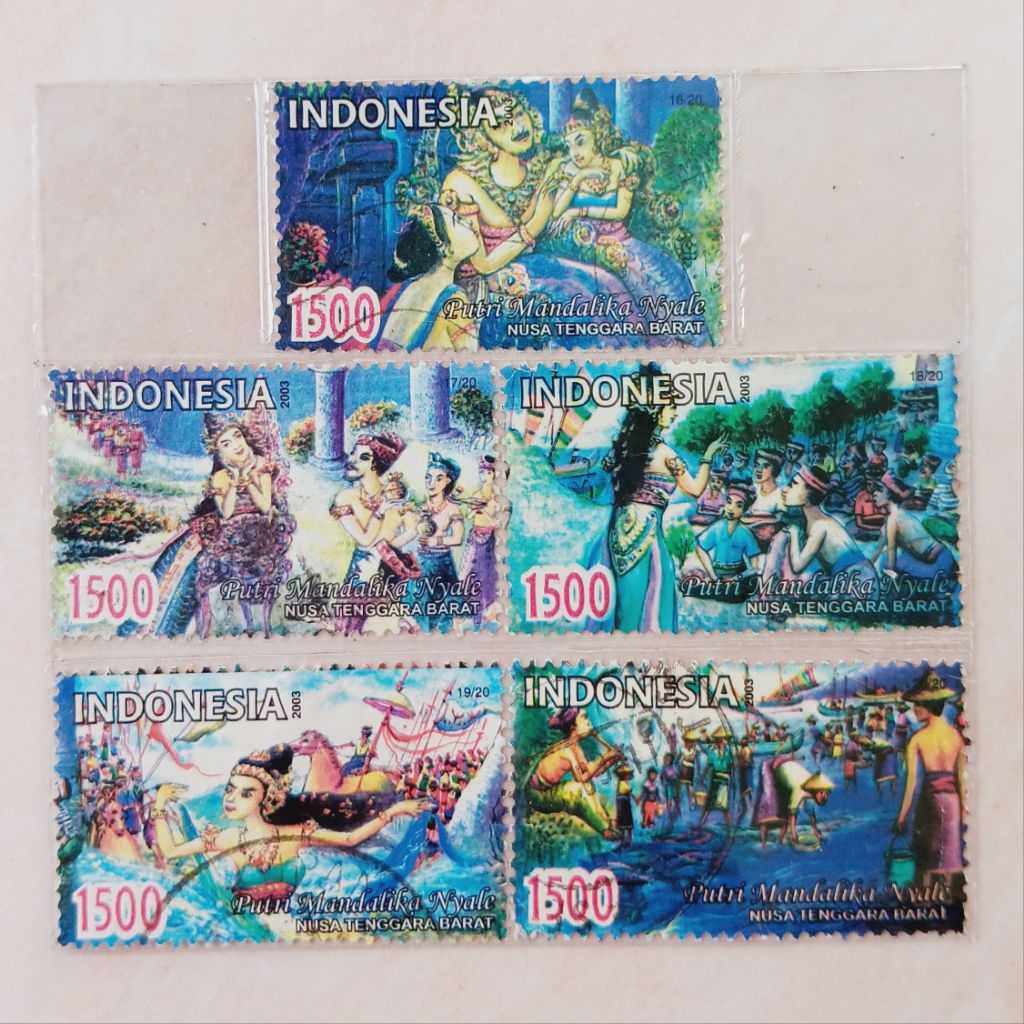 

(AC) Perangko Indonesia 2003 Cerita Rakyat Seri 6 - Putri Mandalika Nyale Set Lengkap 5 pcs Used