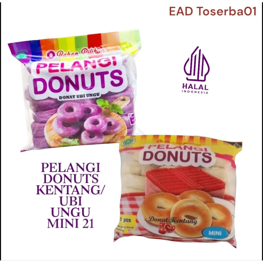 PELANGI DONUTS Donat Pelangi | Donat Kentang / Donat Ubi Ungu Mini (21pcs)