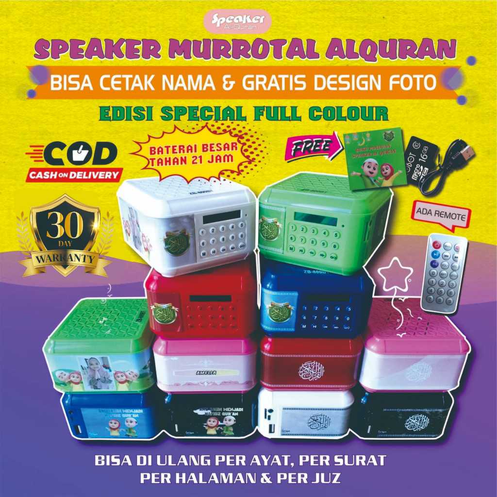 SPEAKER MURROTAL ALQURAN 30 JUZ ZB800BT / V600K KONTEN LENGKAP