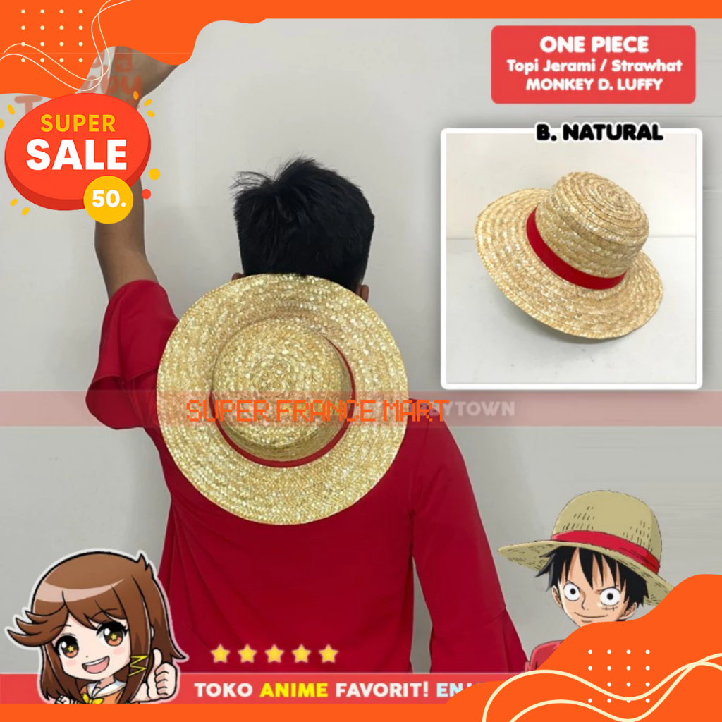 TOPI JERAMI LUFFY ONE PIECE – TOPI COSPLAY ANIME MONKEY D LUFFY ORIGINAL STYLE