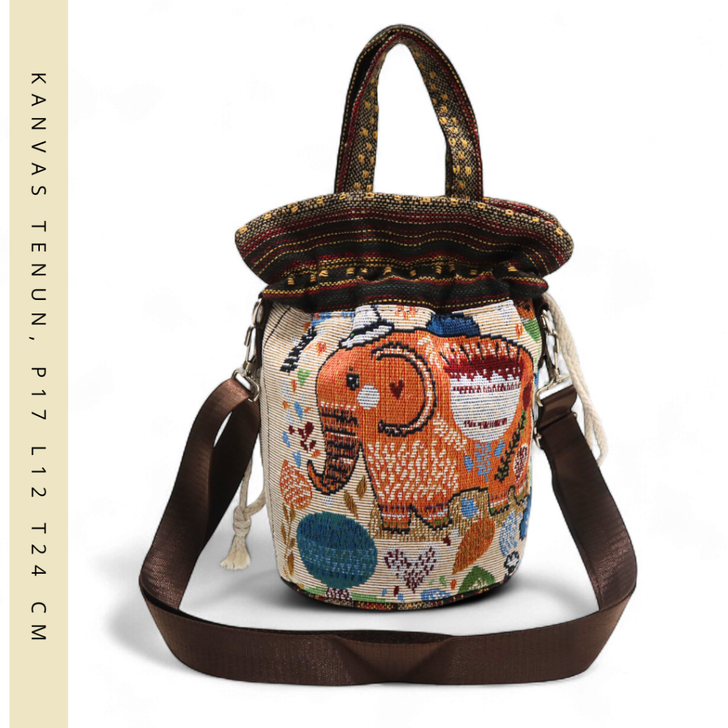 Tas Selempang kekinian Model kanvas tenun burung hantu owl murah tebal semarang tali panjang oval