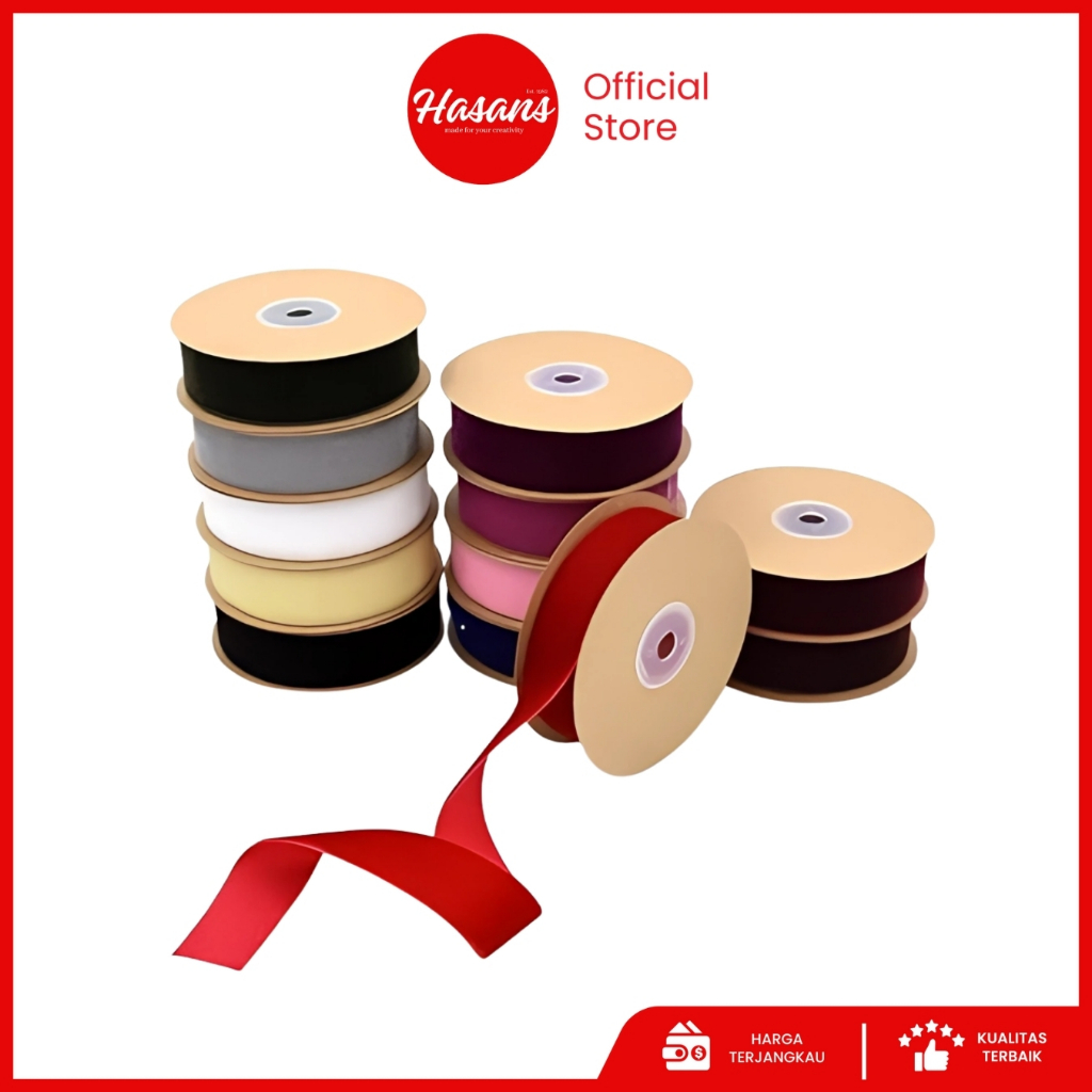 

[1 Roll] Pita Bludru 3/4 Inch / Pita Beludru 2 Cm / Pita Beludru Warna / Pita Velvet / Pita Kado Warna / Pita Bludru Polos 3/4