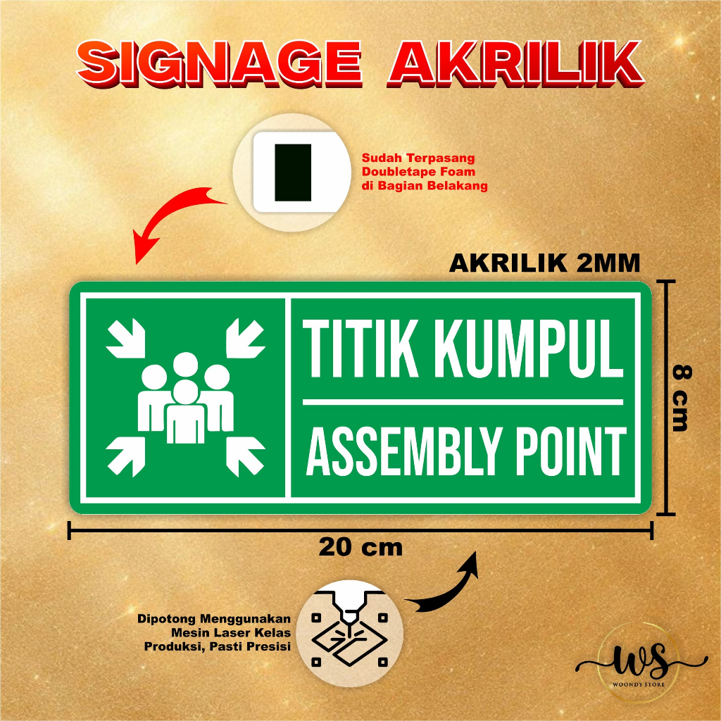 

RAMBU TITIK KUMPUL AKRILIK - SIGN ASSEMBLY POINT - SIGNAGE AKRILIK TITIK KUMPUL