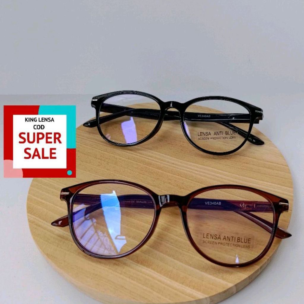 kacamata ouval lensa Antiradiasi blueray normal/minus/silinder dan plus Antiradiasi Frame Plastik Ey