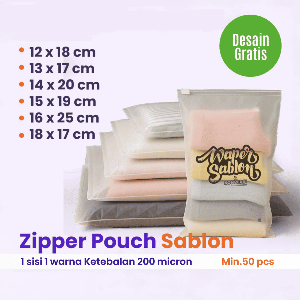 Custom Zipper Bag Kecil – Desain Sablon Transparan Ziplock Doff