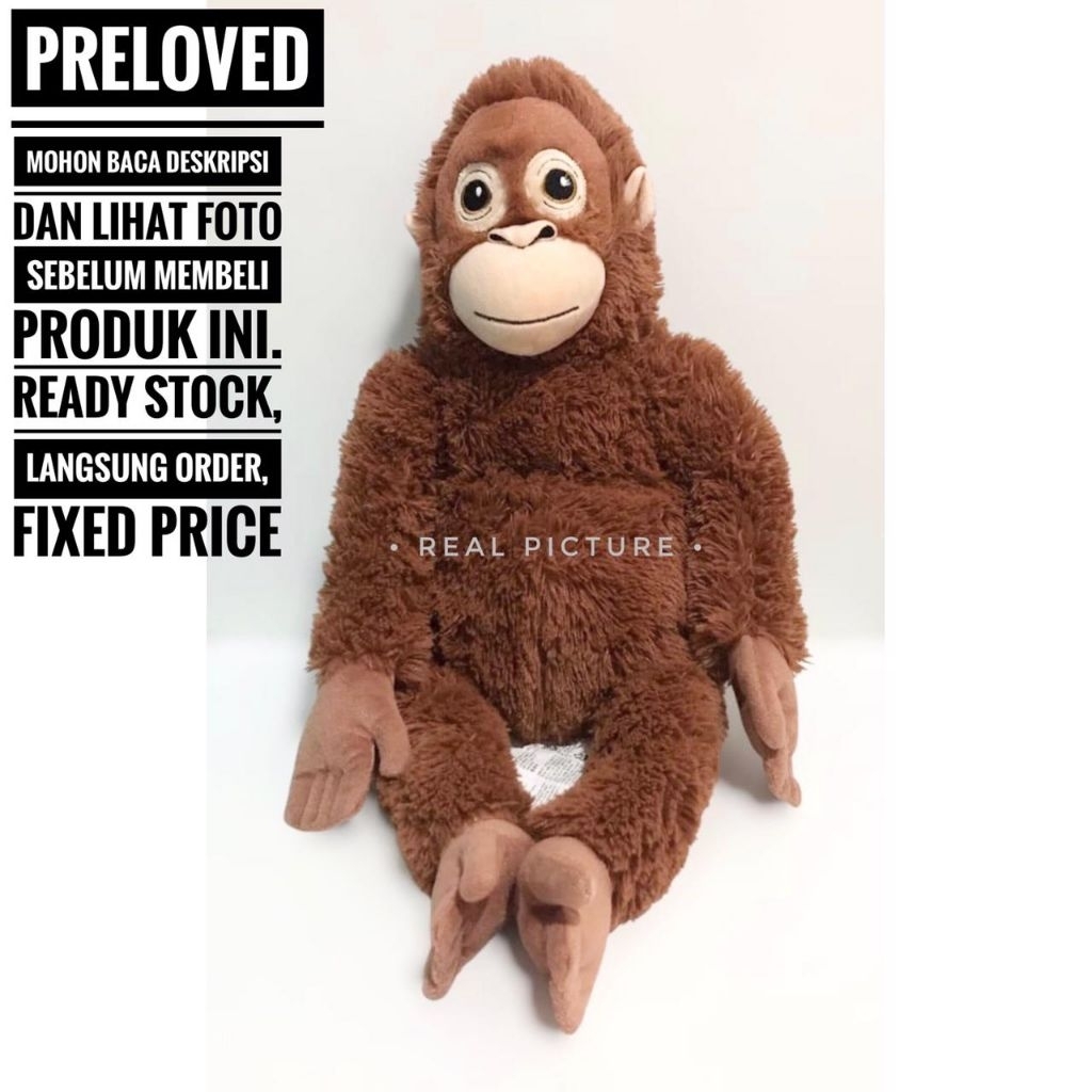 PRELOVED BONEKA IKEA ORANG UTAN LARGE TINGGI 66CM BESAR MASIH BAGUS VERY GOOD CONDITION - Toy Store 