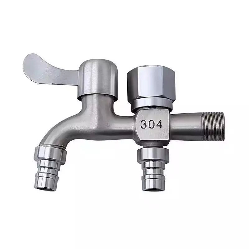 Kran Cabang Kontrol Ganda Keran Cabang Putar Tembok Shower Mesin Cuci Toilet Taman Kamar Mandi Bak Minimalis Dua Lubang Dual Faucet 2in1 kode 304 Bahan Aluminium Warna Doff Tidak Glossy Universal Anti Karat 2 in 1