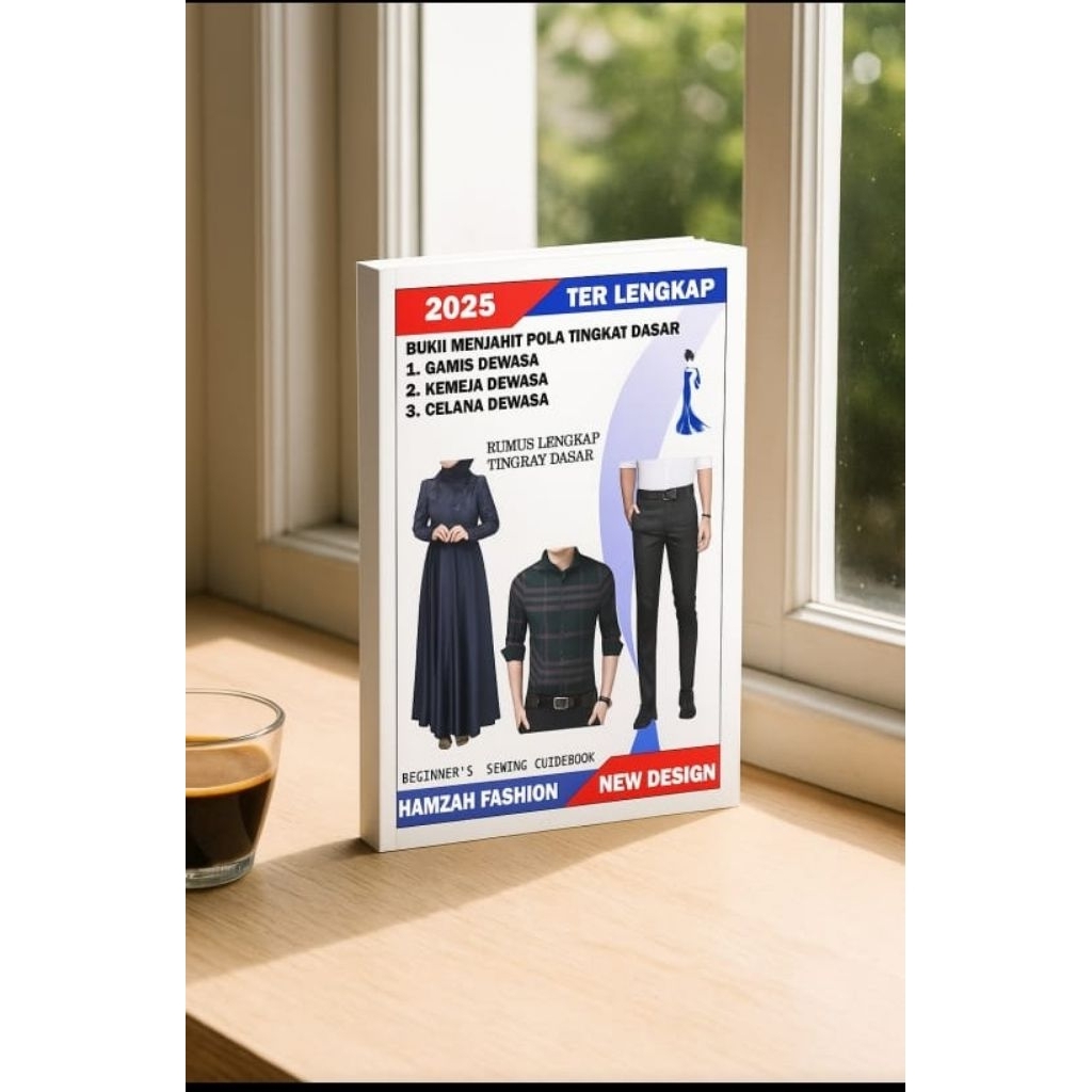 Buku menjahit pola tingkat dasar gamis , kemeja , celana dewasa