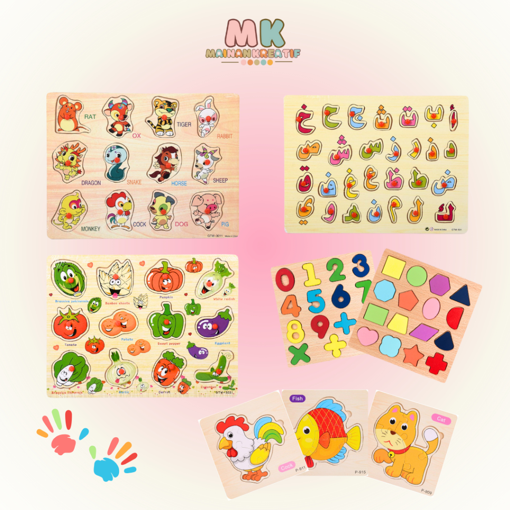 Puzzle kayu anak/Mainan Edukasi Anak Bayi 1-3 Tahun/puzzle edukasi huruf dan angka/ Mainan Puzzle Ka