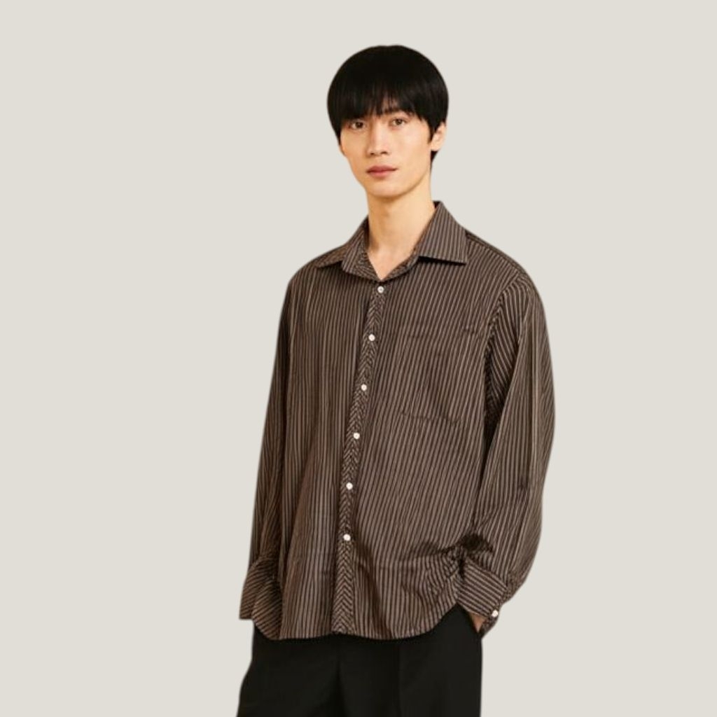 [Preloved] 083 Luxe Top | Kemeja Top Baju Atasan Oversize Pria Henry Adams Lengan Panjang Bahan Katu