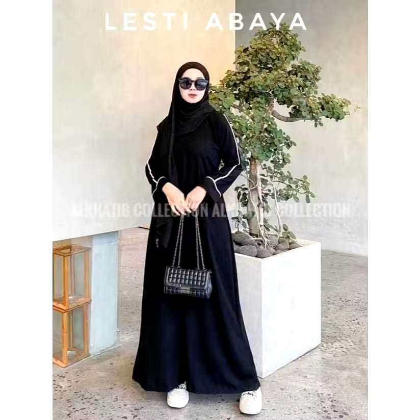 New Abaya Hitam Lesti Abaya Hitam Turkey Gamis Polos Crinkle Airflow Abaya gamis remaja Lebaran 2026