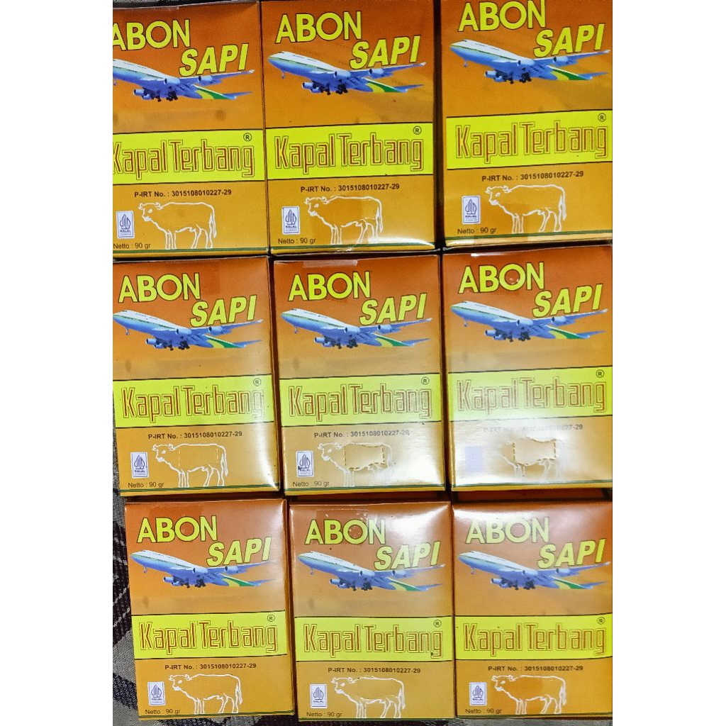 

Abon sapi cap kapal terbang 1 bal isi 10 pack (10x90gr)