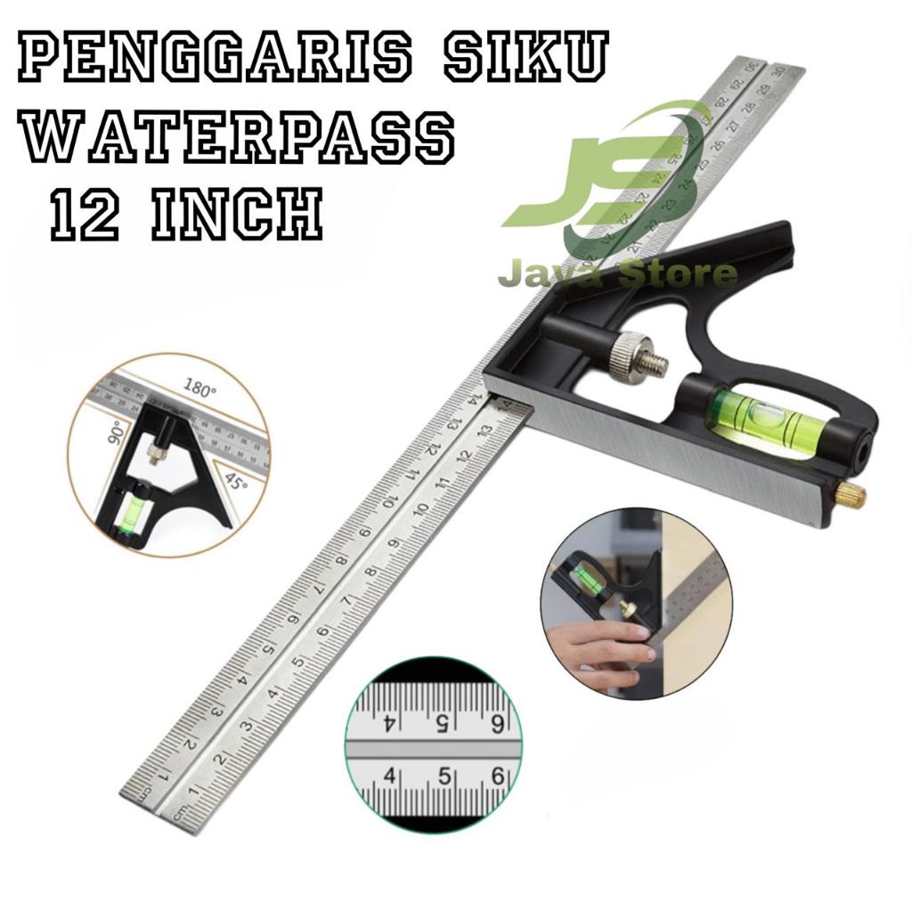 

Penggaris Siku Waterpass 30 CM Bangunan Stainless Steel Garisan Mistar Ukur Sudut Peralatan Pertukangan Penggaris 12 Inch