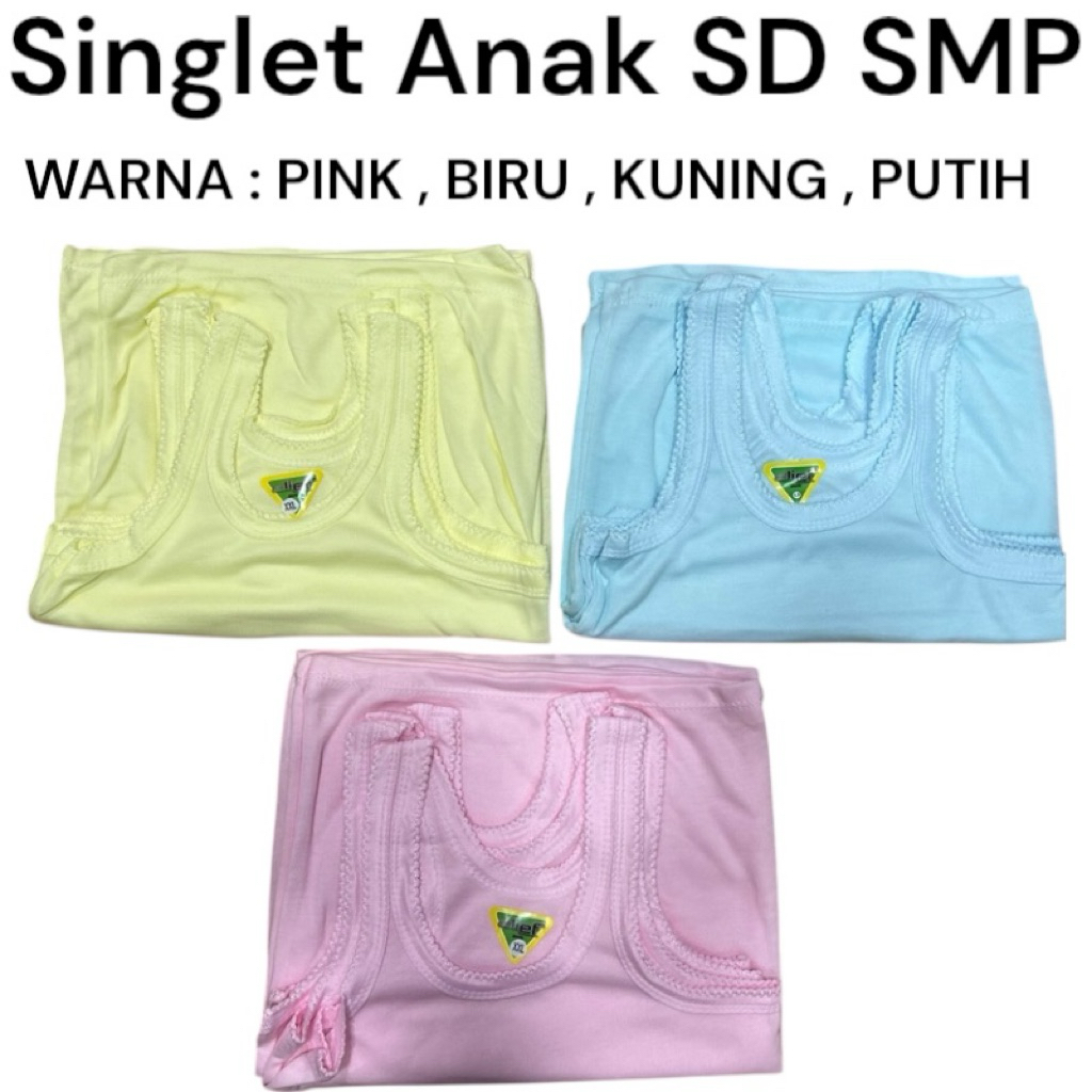 Singlet WARNA Anak TK,SD,SMP / Kaos Dalam Anak Sekolah WARNA BIRU , PINK , KUNING / Kaos Kutang Cowo