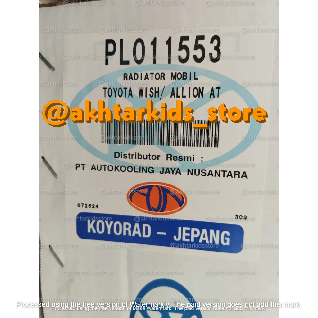 Radiator Toyota Wish Matic Koyorad 2001 - 2005