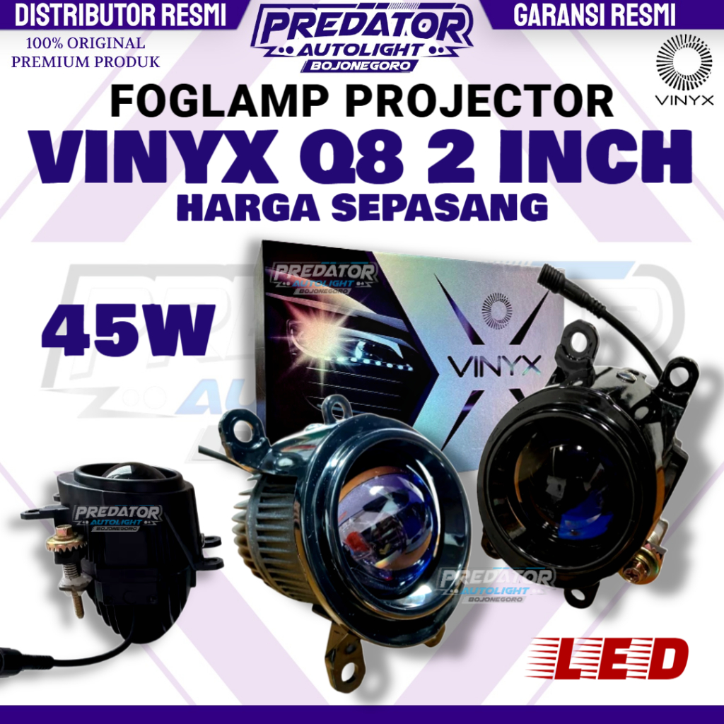VINYX Q8 2 INCH 3 WARNA PNP HONDA BRIO, FREED, HRV, MOBILIO, CIVIC, CITY, JAZZ GE8 LAMPU LED FOGLAMP