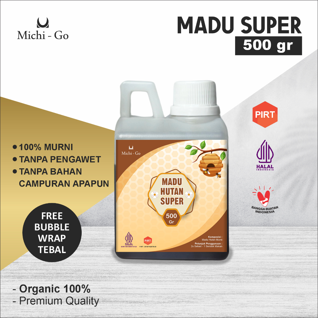 

MICHIGO Madu Murni Super Madu Asli 500 Gram - Madu Hutan Murni Asli Untuk Detox