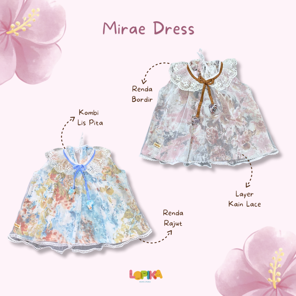 MIRAE - Dress Kerah Vintage Baby Doll Layer Tile Super Premium Premium Anak Perempuan Balita Baby Ne