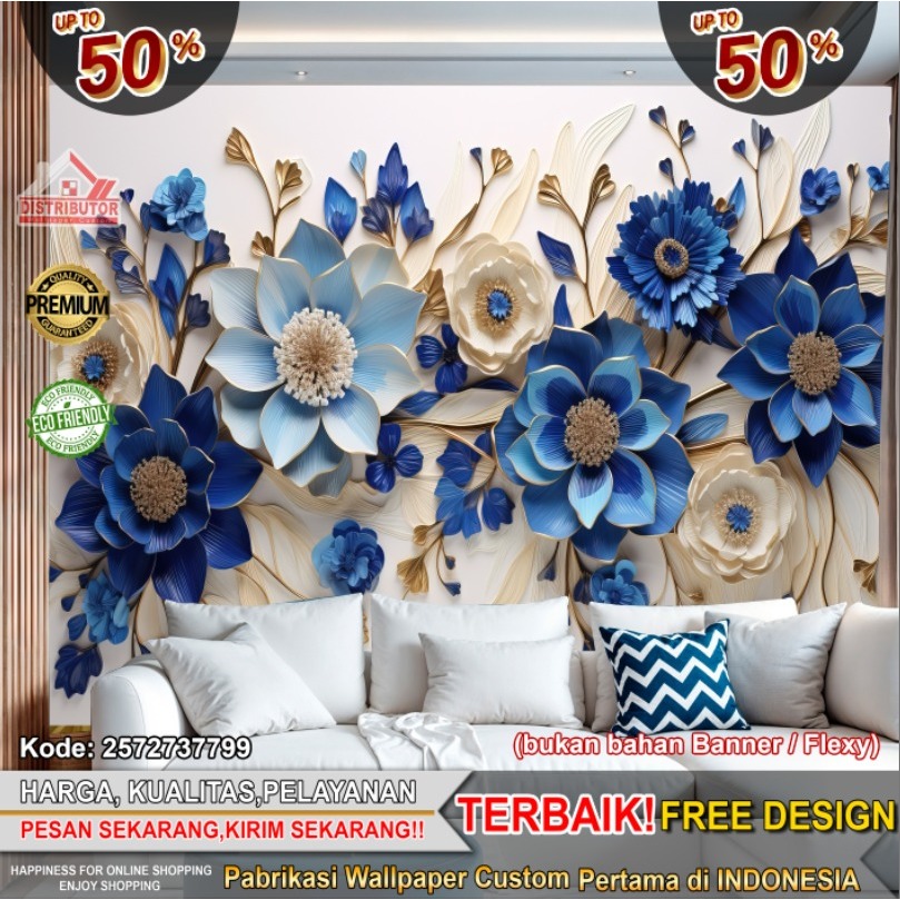 Wallpaper Custom 3D Tema Mural | Wallpaper Ruang Tamu | Wallpaper Ruang Mural | Wallsticker | Wallpa