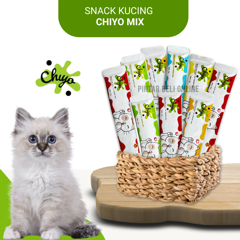

Snack Chiyo Mix Isi 50pcs/ Makanan Snack Basah Chiyo/ Strip Pet Snack Kucing Penggemuk