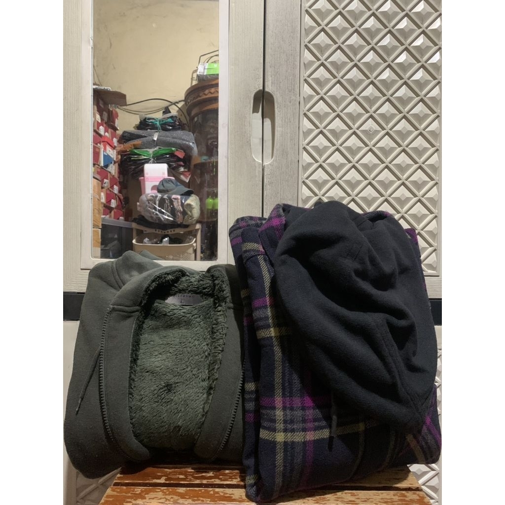 ORIGINAL OUTERWEAR WOOL PULL & BEAR JACKET PLAID GIORDANO HOODIE SHERPA ZIPPER MULTI COLOUR STRIPE