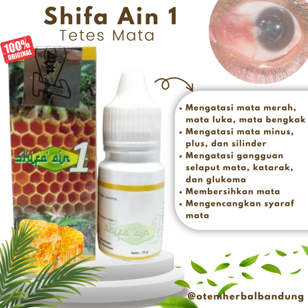 Shifa Ain 1 Obat Herbal Mata Pterygium, Floaters & Mata Berlemak Aman BPOM