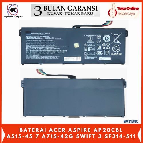 Baterai Acer Aspire AP20CBL A515-45 7 A715-42G Swift 3 SF314-511 Original