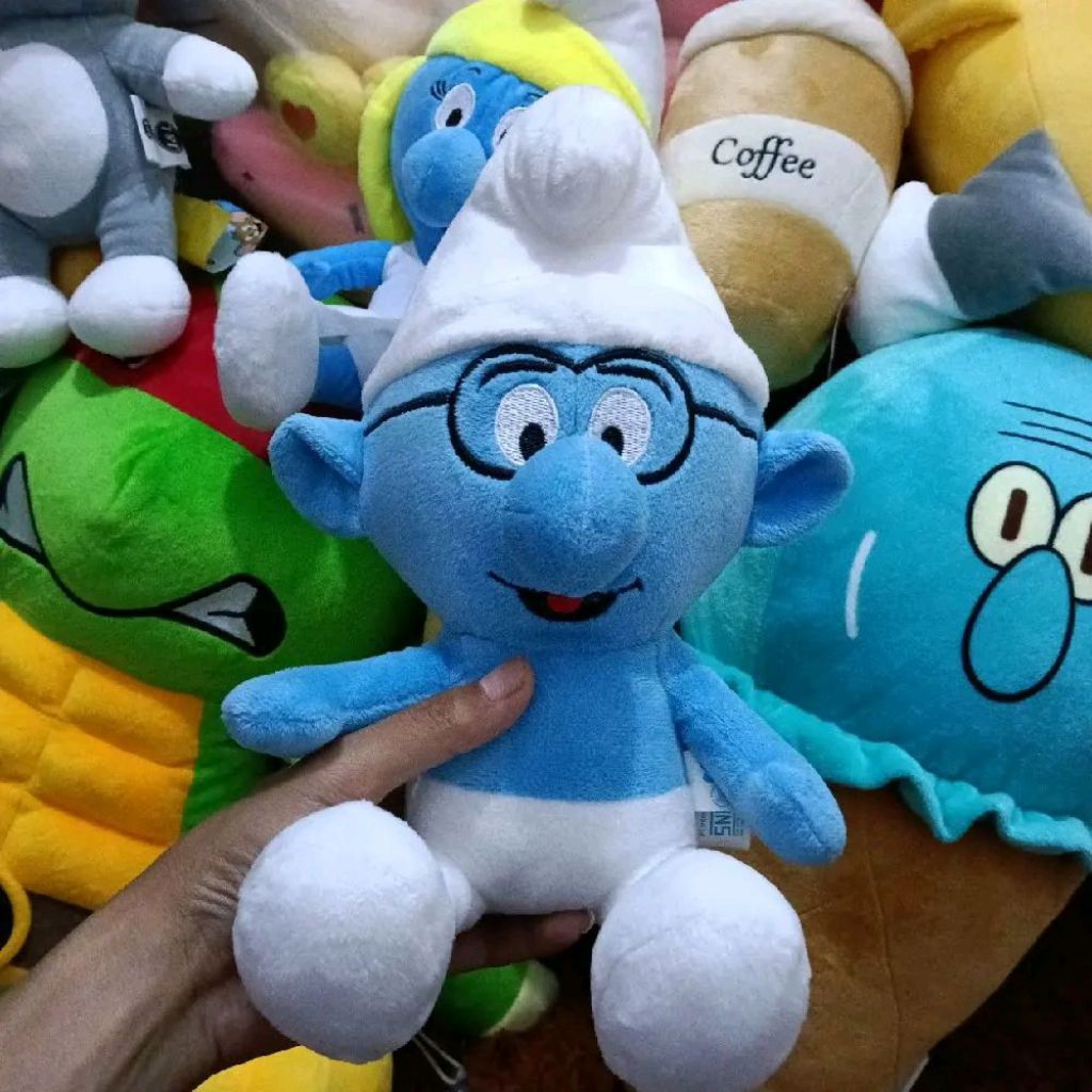 BONEKA SMURFS ORIGINAL HALUS LEMBUT BERLISENSI