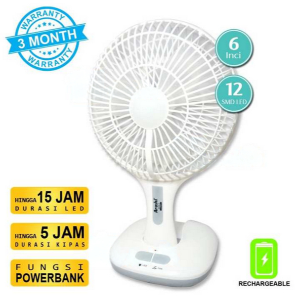 Arashi Kipas Angin 6" Charge AR-138 AC/DC