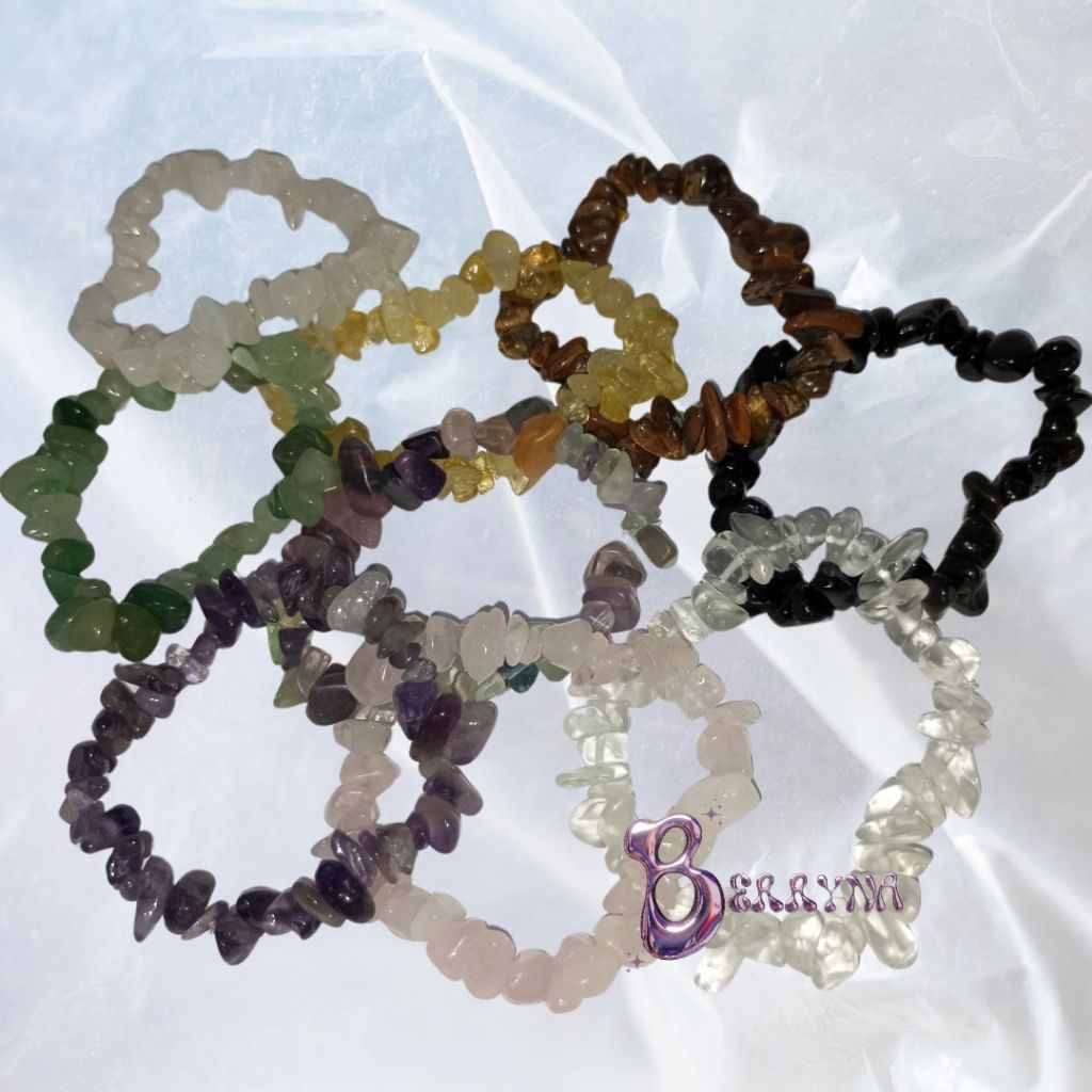 BERRYNA Gelang Batu Asli Termurah - Gelang Batu crystal unik - Gelang Batu kristal elastis - Gelang 
