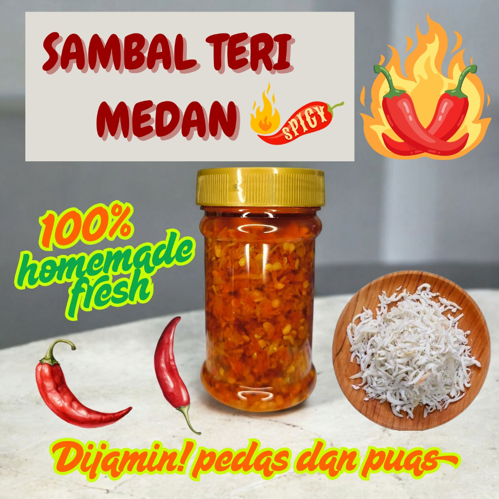 

Spicy Sambal Teri Medan 100% Homemade Fresh Dijamin Pedas Dan Puas Tahan Lama Praktis