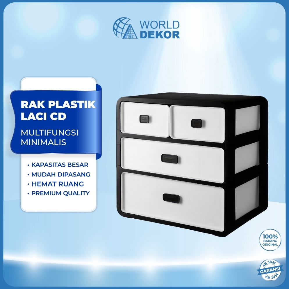 Dijamin puas Rak Plastik CD Rak Laci Penyimpanan Multifungsi  Worlddekor