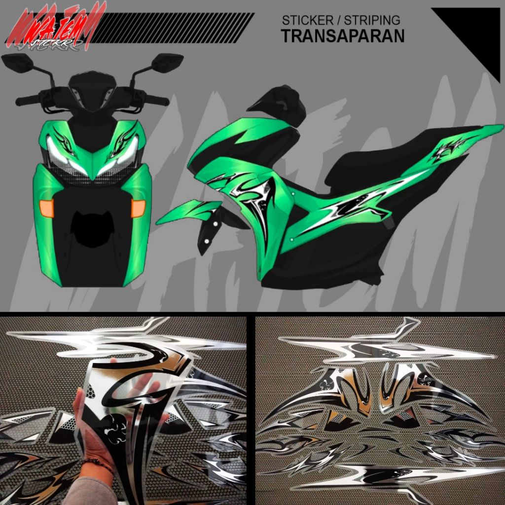 STRIPING TRANSPARAN AEROX NEW NVX NEW AEROX V2 CHROME GLOSSY