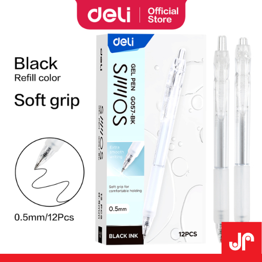 

DELI GEL PEN 1 PAK/ PULPEN SEKOLAH ANAK 0.5MM / PULPEN TINTA WARNA HITAM HARGA 1 PAK