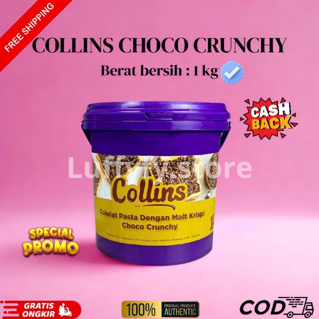 

Collins Choco Crunchy 1kg Selai Roti Donat Original