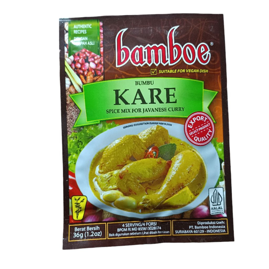 

Bumbu Instant Kare Bamboe Bambo Bambu Spice Mix For Javanese Curry 36gr