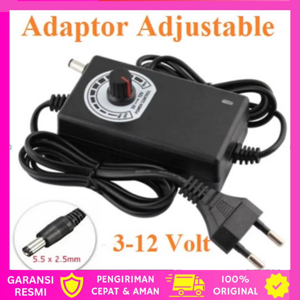 Adaptor Power Supply Converter AC to DC 3V-12V 2A Adjustable - BSK-1220Y Adaptor Dimmer Universal