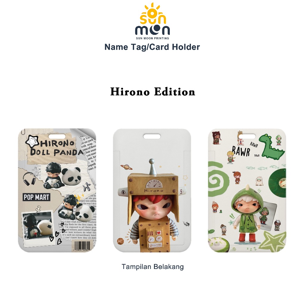 

Sun Moon Printing Card Holder Hirono Edition Nametag Tanpa Tali Souvenir Hadiah Anak Kado Tempat Simpan Kartu Lucu Hirono Popmart