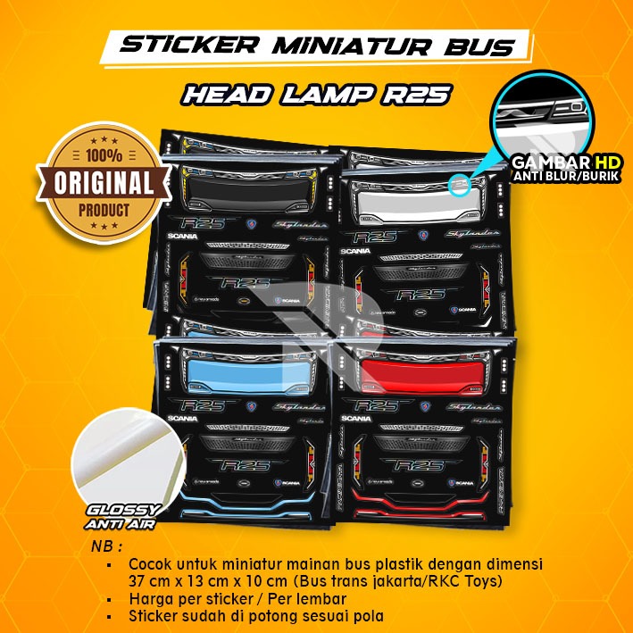 Stiker Headlamp Skylander R25 / Sticker Lampu Bus Miniatur Scania Skylander R25