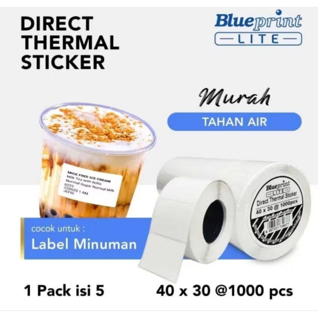 

Direct thermal blueprint 40 x 30 1000pcs 1 pack isi 5pack