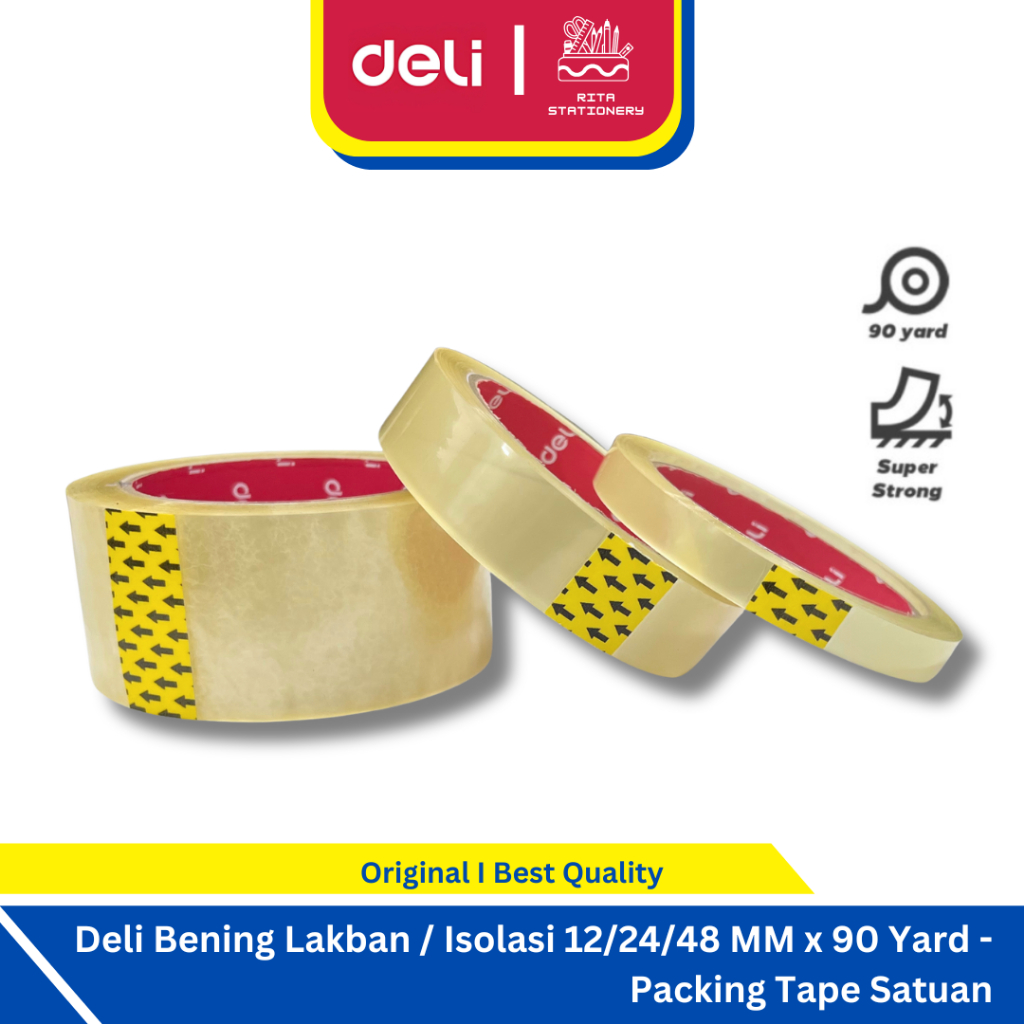 

Deli Lakban Bening Tebal / Isolasi / Solatip Kecil Sedang Besar 12/24/48mm x 90 Yard - Satuan Eceran