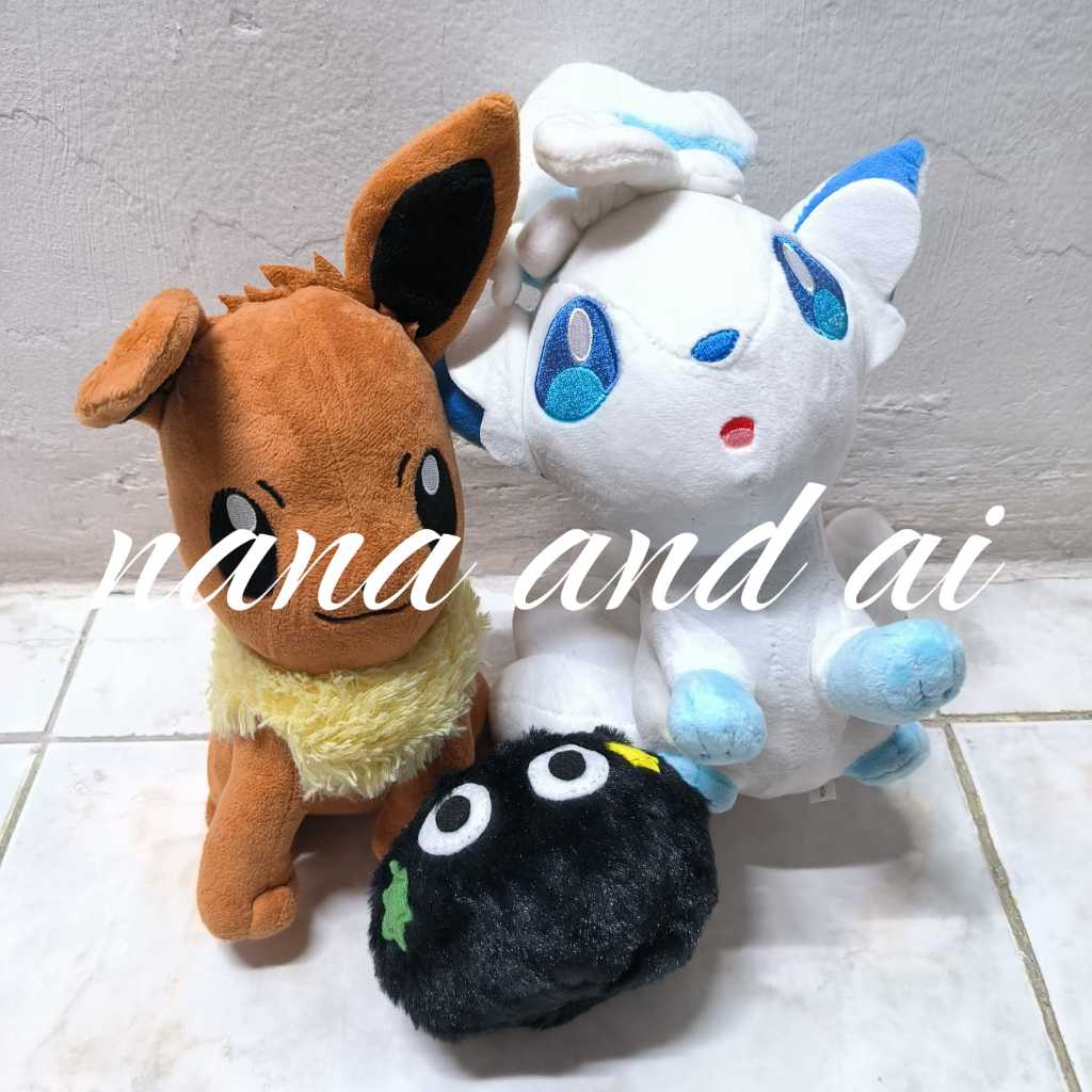 Boneka / Plush Pokemon dan Ghibli | Eevee, Alolan Vulpix Putih, Susuwatari