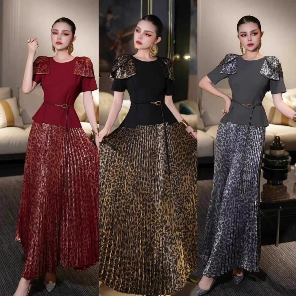 Setelan Rok Macan Tutul 9412/Setelan Rok Premium