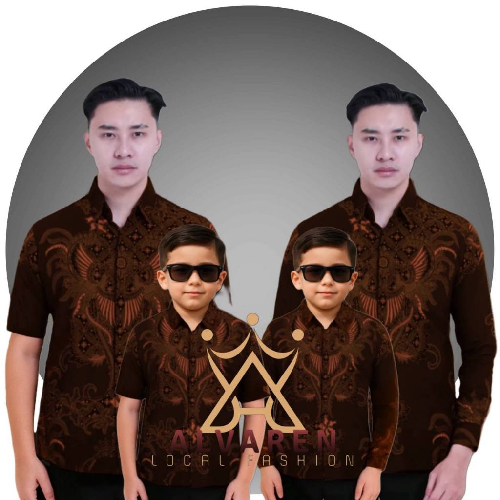 TERBARU KEMEJA BATIK PRIA NARESWARA MAHOGANY BROWN coklat mahogany ayah dan Batik anak cowok mahony