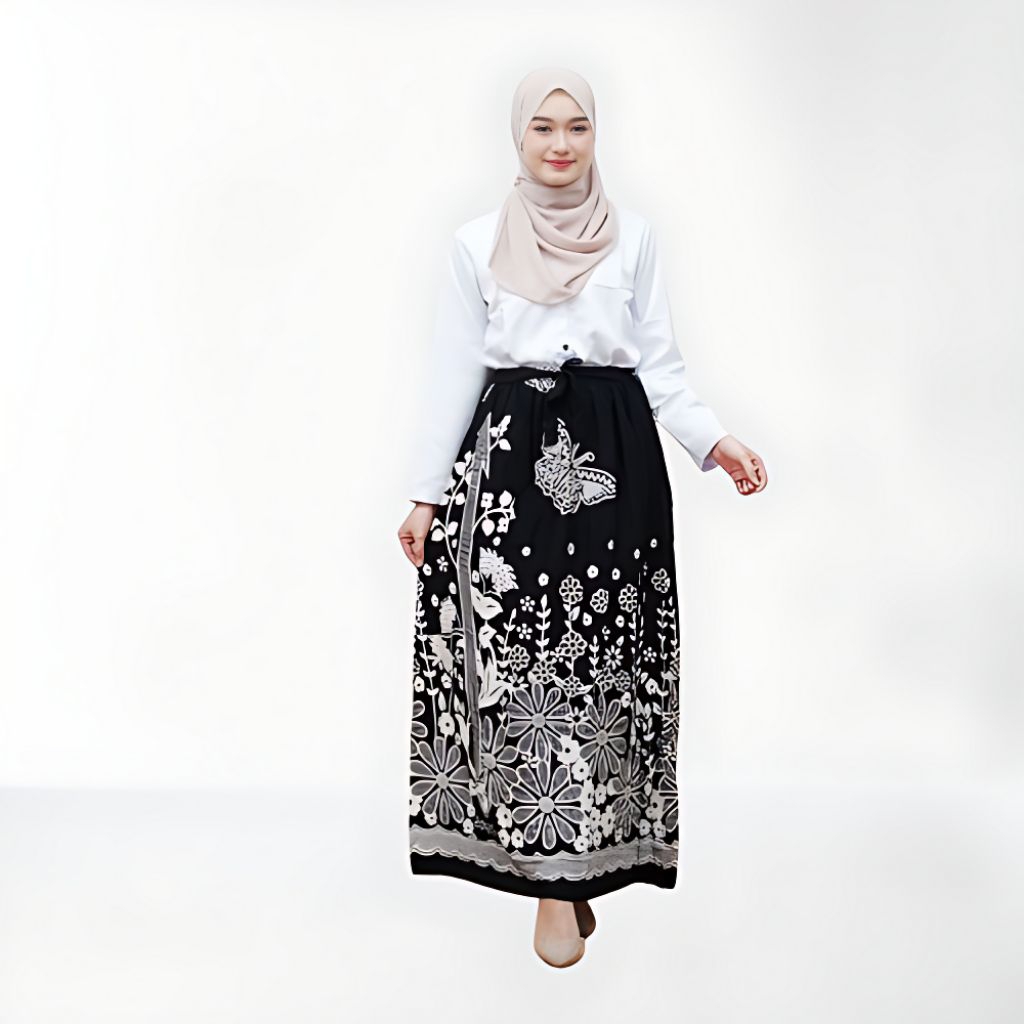 Rok Batik Gloyor Kembang Pelangi – Rok Panjang Wanita Rayon Adem Handmade Original