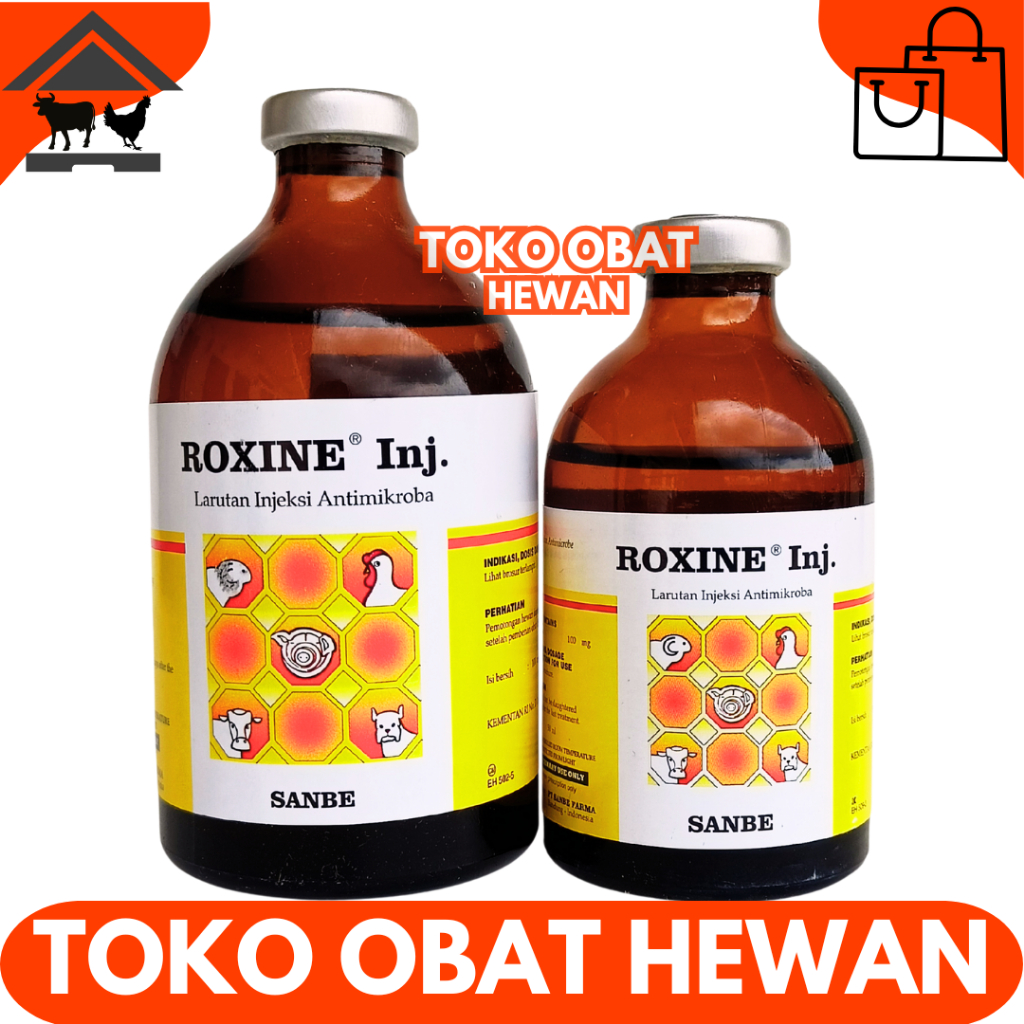 ROXINE INJ 100ML ROXINE 50ML SANBE - Obat Hewan Antibakteri Pernafasan Ternak Sapi Ayam Unggas Babi