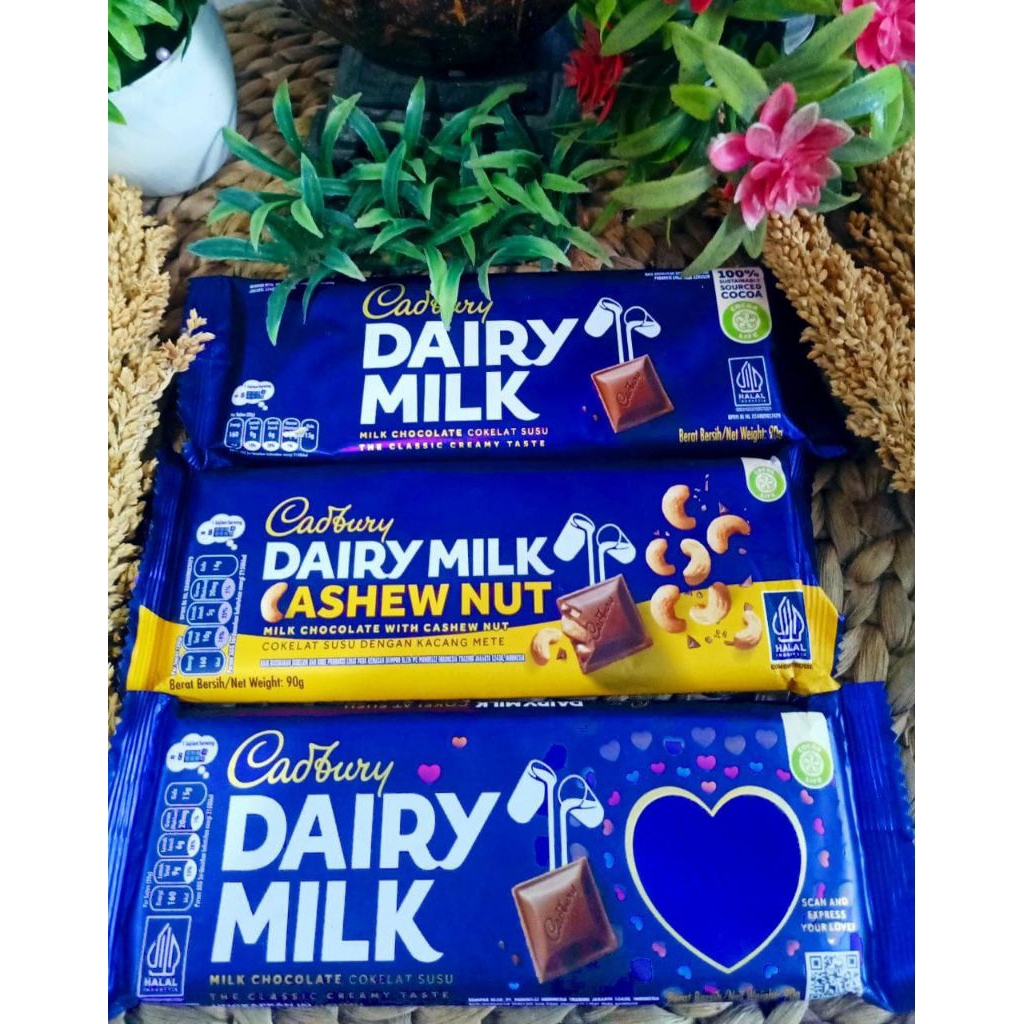 

Cadbury DairyMilk Varian Chasew Nut / Milk Ukuran 90gr
