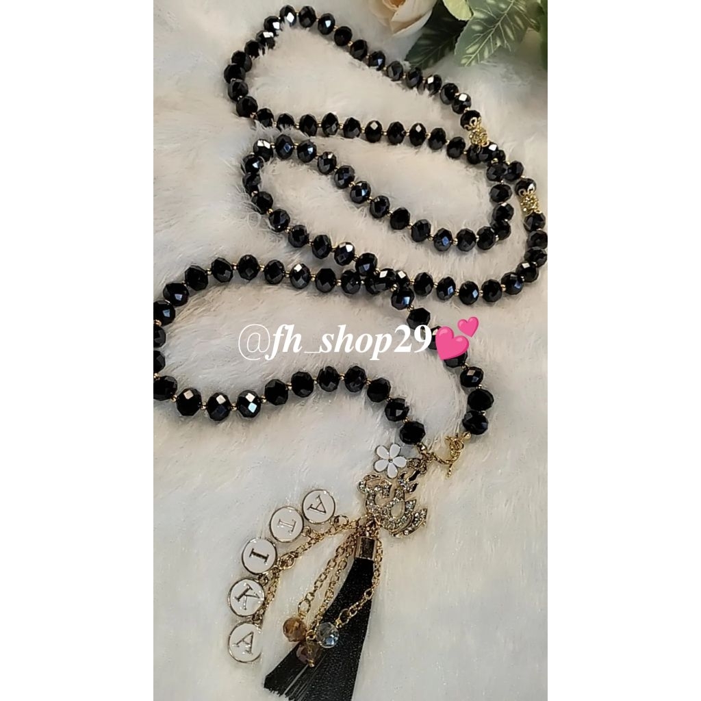 Fh29 Tasbih hiasan spion mobil kristal jumbo uk 10mm
