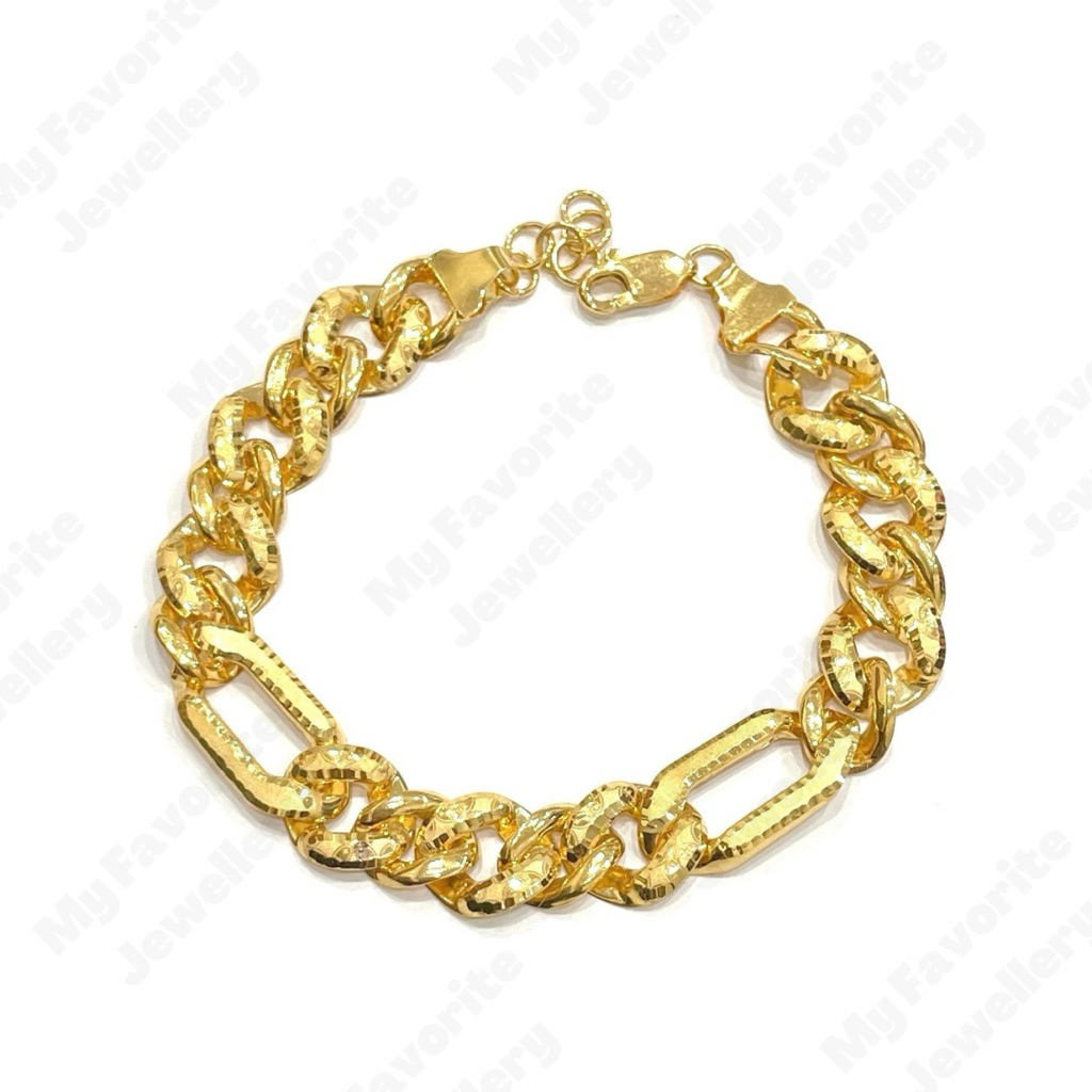 Gelang Sisik Naga Rantai Kristal Paperclip Emas Asli Kadar 700