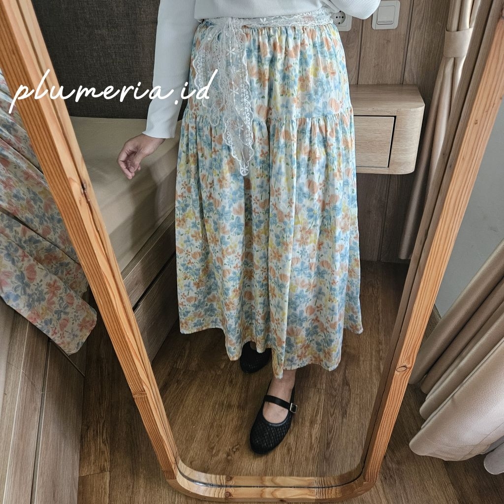 Plumeria - Rok Motif Korea Import | rok floral | rok motif bunga